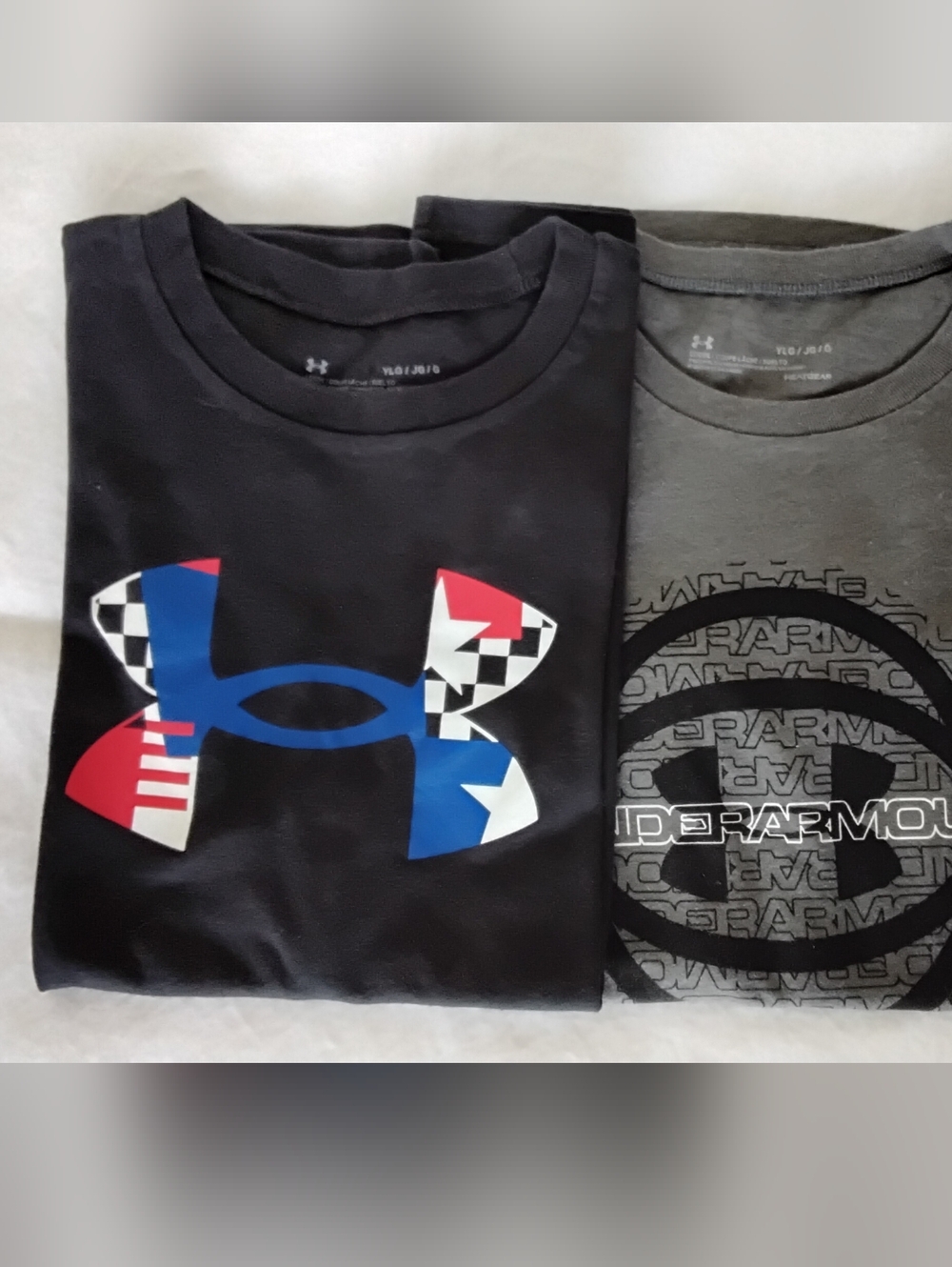 Boys Under Armour 1 Black & 1 Gray Crew Neck Tee With Logo Accents